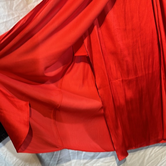 Carbon38 wrap midi skirt sz Small S red Chili lined below knee dressy or casual - Picture 3 of 9